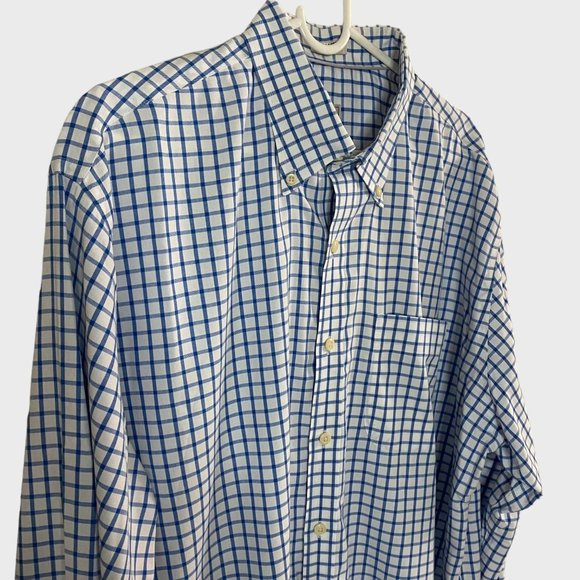 Peter Millar Dress Shirt Mens Large Blue Check Twill Button Down Long Sleeve - Picture 4 of 11